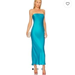 NWT x REVOLVE Angel Strapless Midi Dress in Blue (S)
